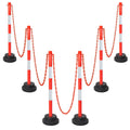 Traffic Delineator Posts with Weighted Base & Reflective Collar, 35'' Red Safety Stanchions Cones with 5FT Plastic S