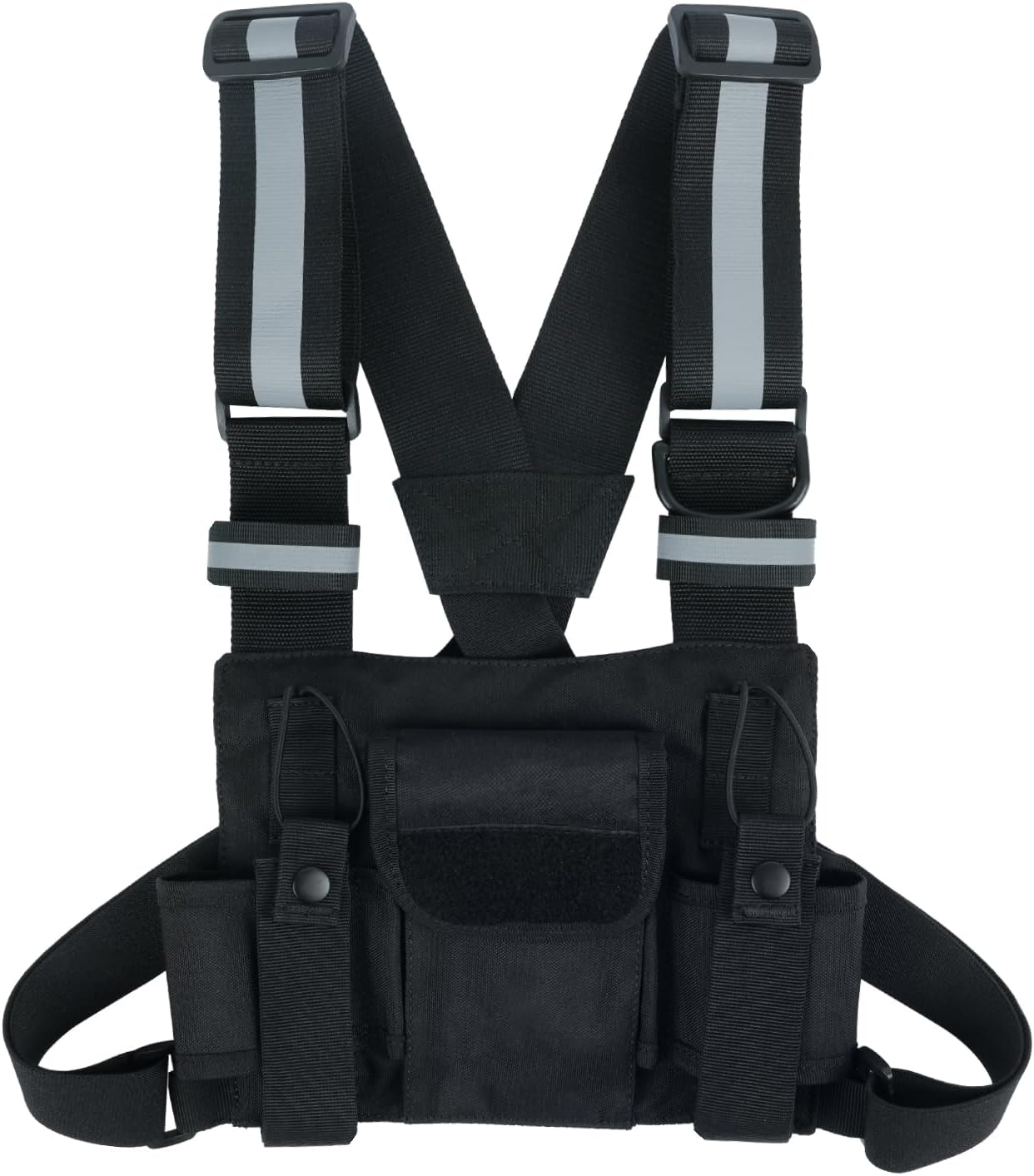 Radio Harness with Reflective Straps, Micro Rig Harness Chest Pack Tactical Vest Radio Holster Bag
