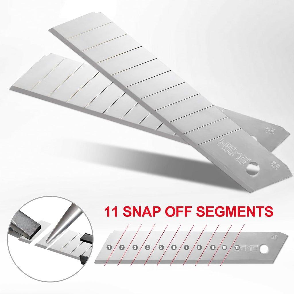 HIEMIE Tools 60Pcs 18mm Utility Knife Replacement Snap off Blades 60 Degree，Blades for Utility Knife and 18mm Box