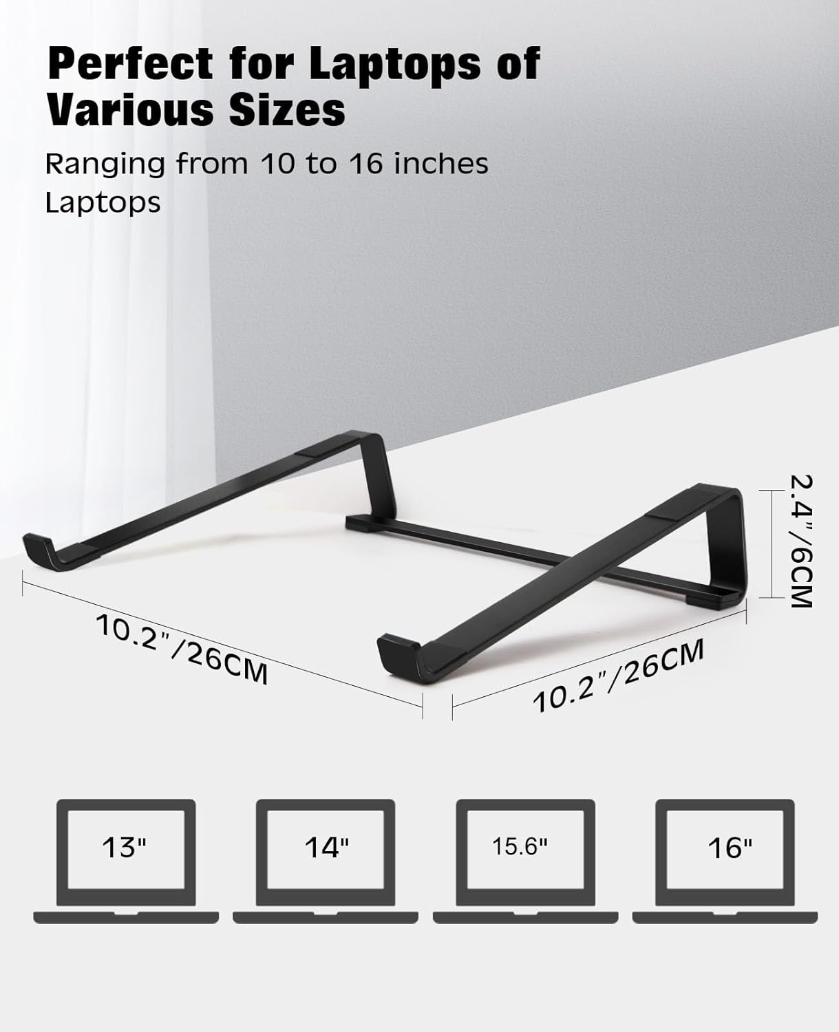 Aluminum Laptop Stand for Desk - Cooling Ergonomic Design - Fits MacBook Air Pro/DELL/HP/Lenovo/ThinkPad/Alienware