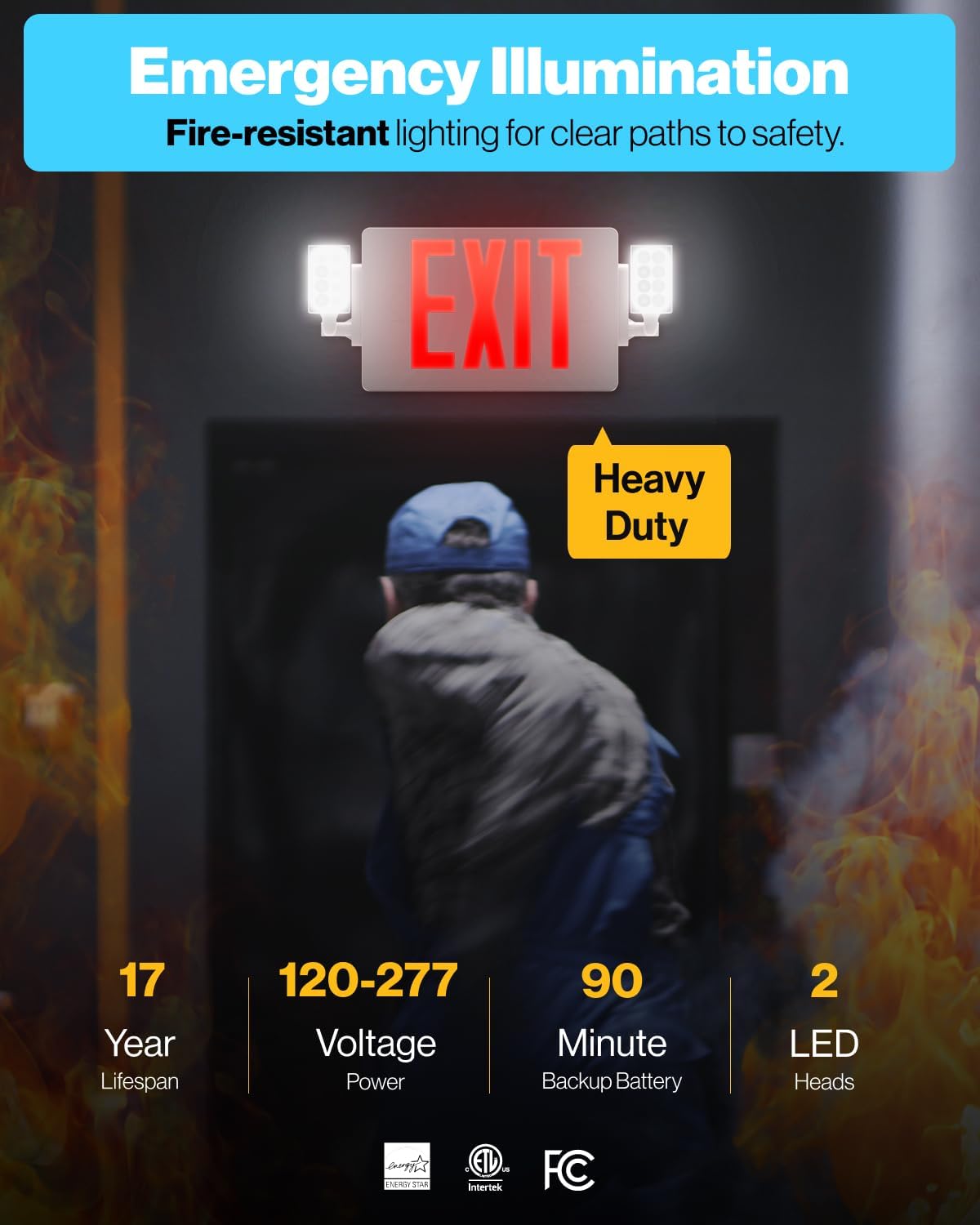 Sunco 4 Pack Red Exit Signs with LED Emergency Lights & Backup Battery