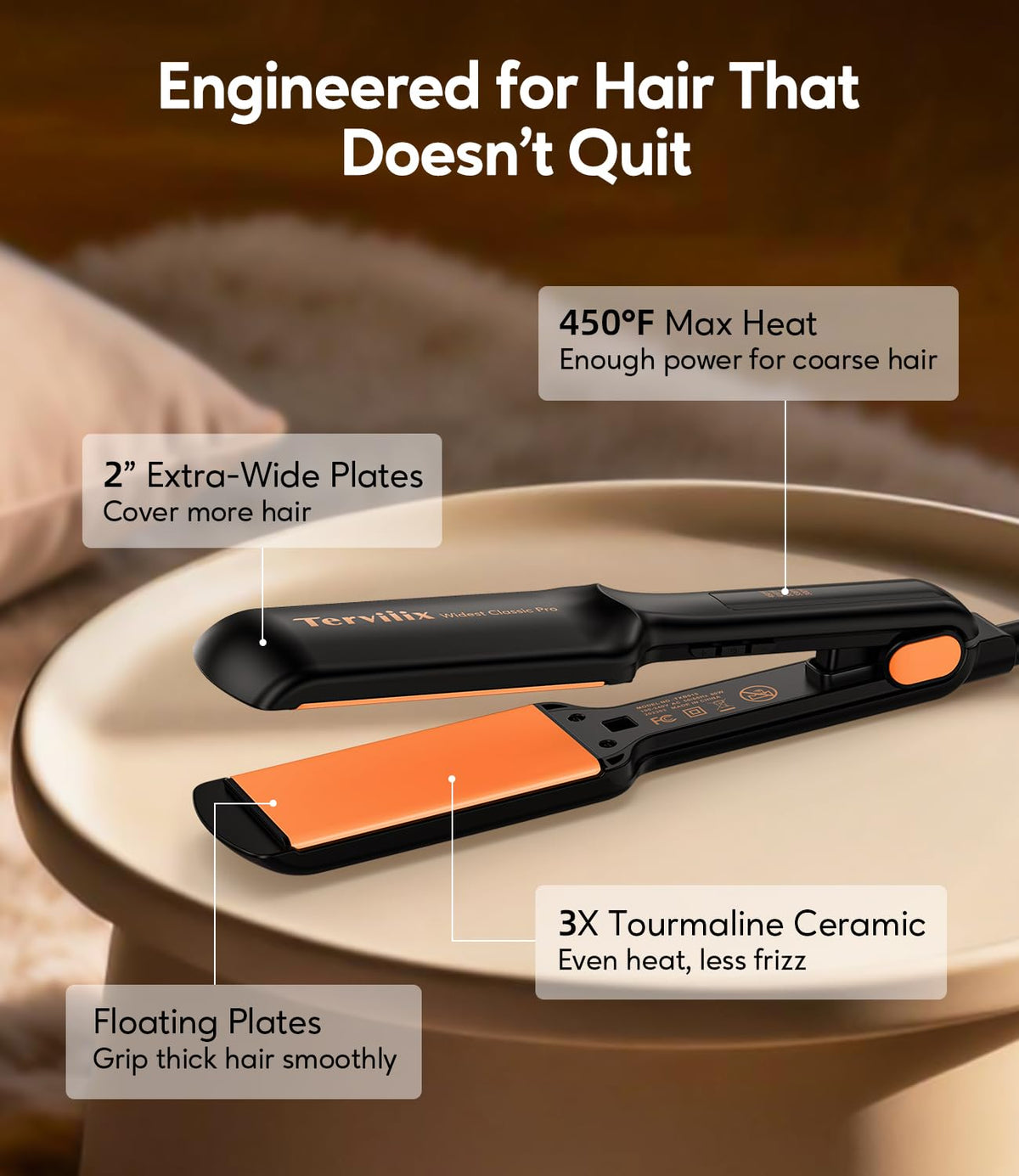 Flat Iron Hair Straightener, 2 Inch, Faster Styling
