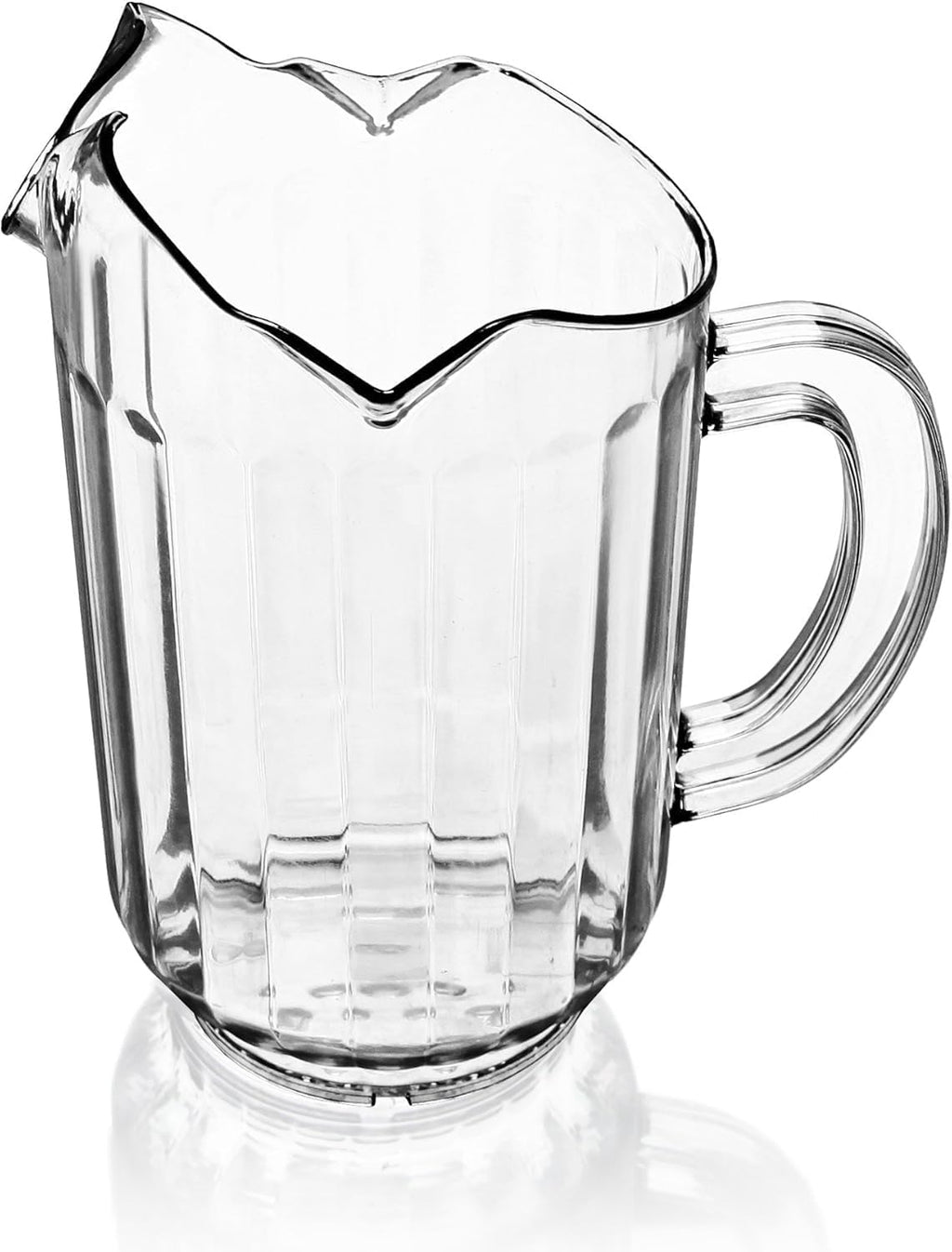 Plastic Restaurant-Grade Water Pitcher with 3 Spouts, 60-Ounce, Clear