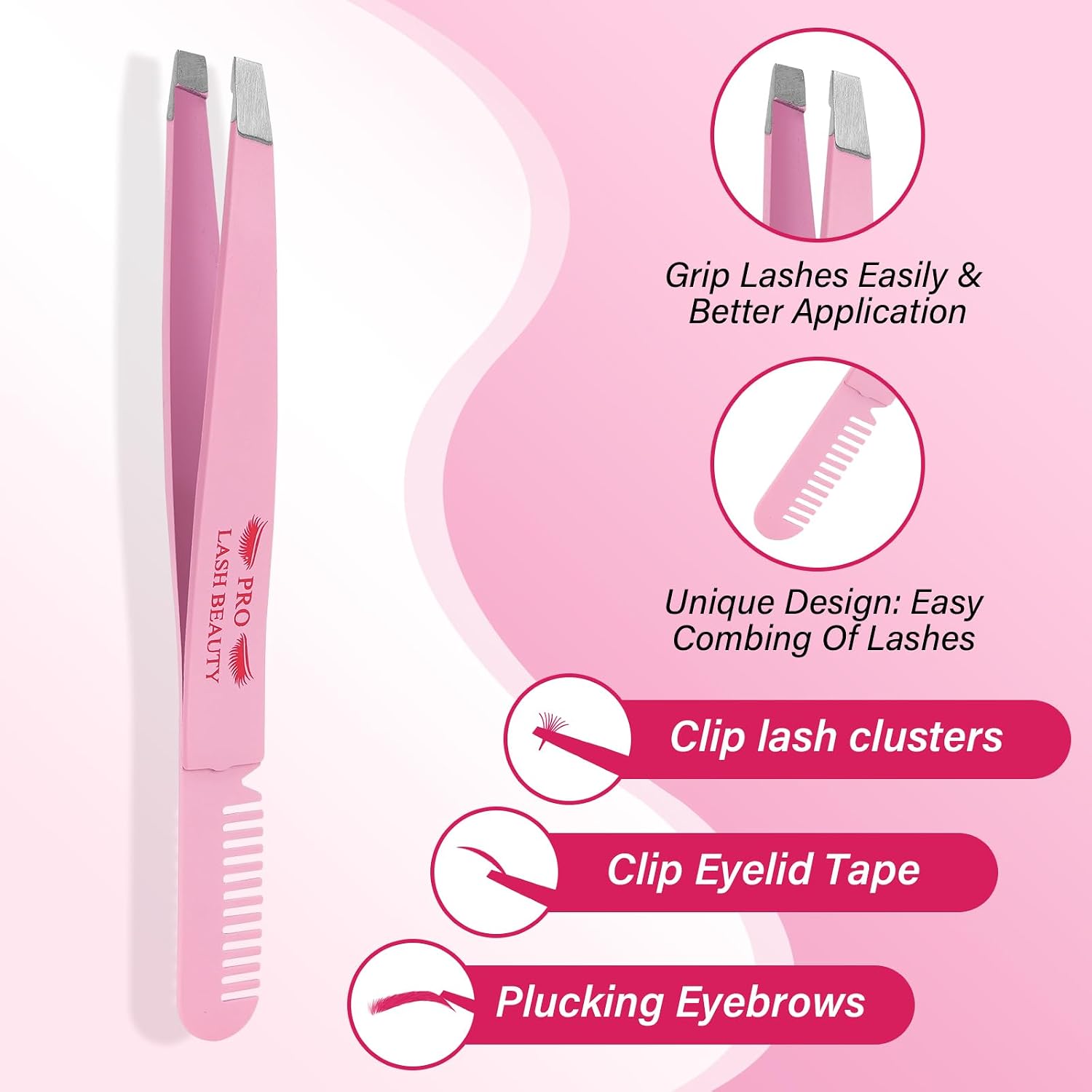 PRO Lash Tweezers Eyelash Applicator 3 IN 1 Tweezers Kit with Brush(3 pcs-02)