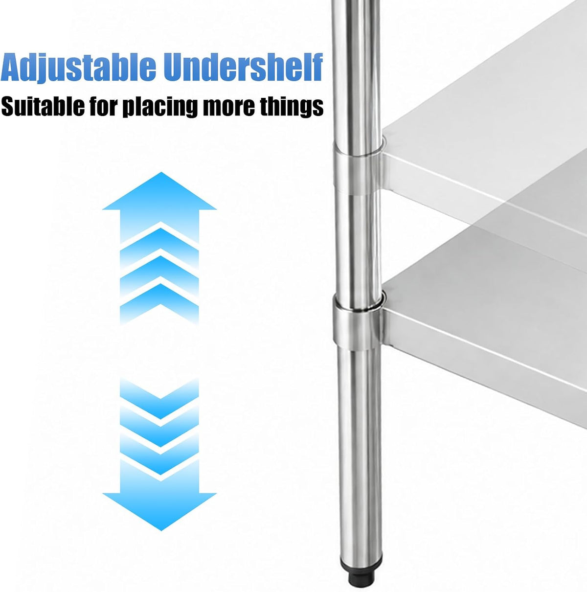 24 x 24 Inch Stainless Steel Work Table with Adjustable Undershelf, Commercial Kitchen Prep Table with Adjustable