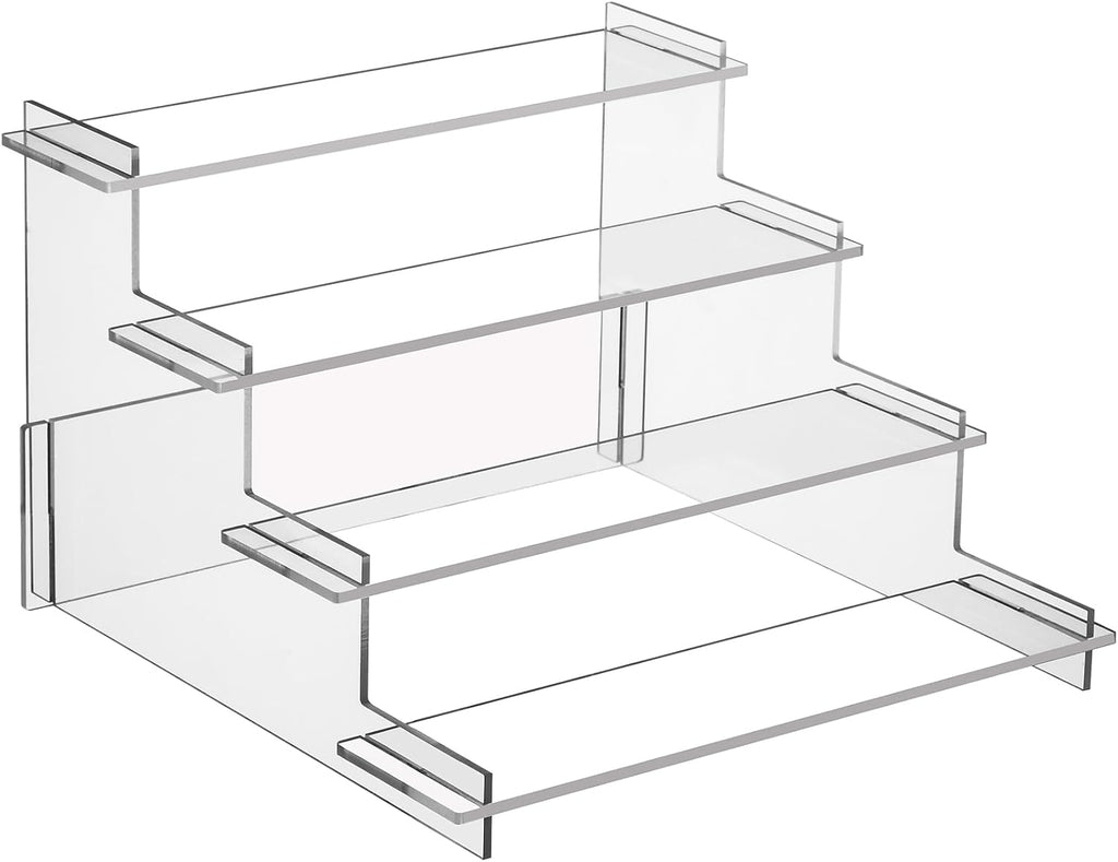 4 Tier Acrylic Display Risers, Perfume Organizer Stand, Cupcake Stand Holder, Clear Shelf Risers for Display Stands