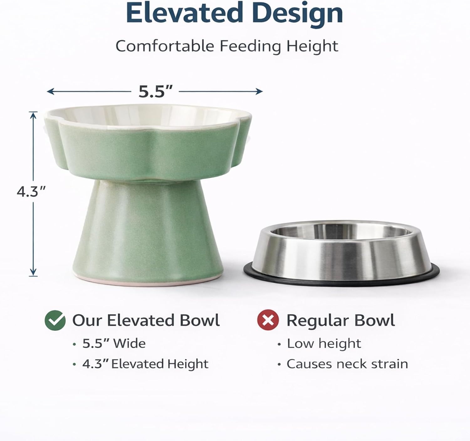 Ceramic Elevated Slow Feeder Cat Bowl, Raised and Gently Tilted Feeding Dish with Maze Design, Whisker-Friendly, Easy