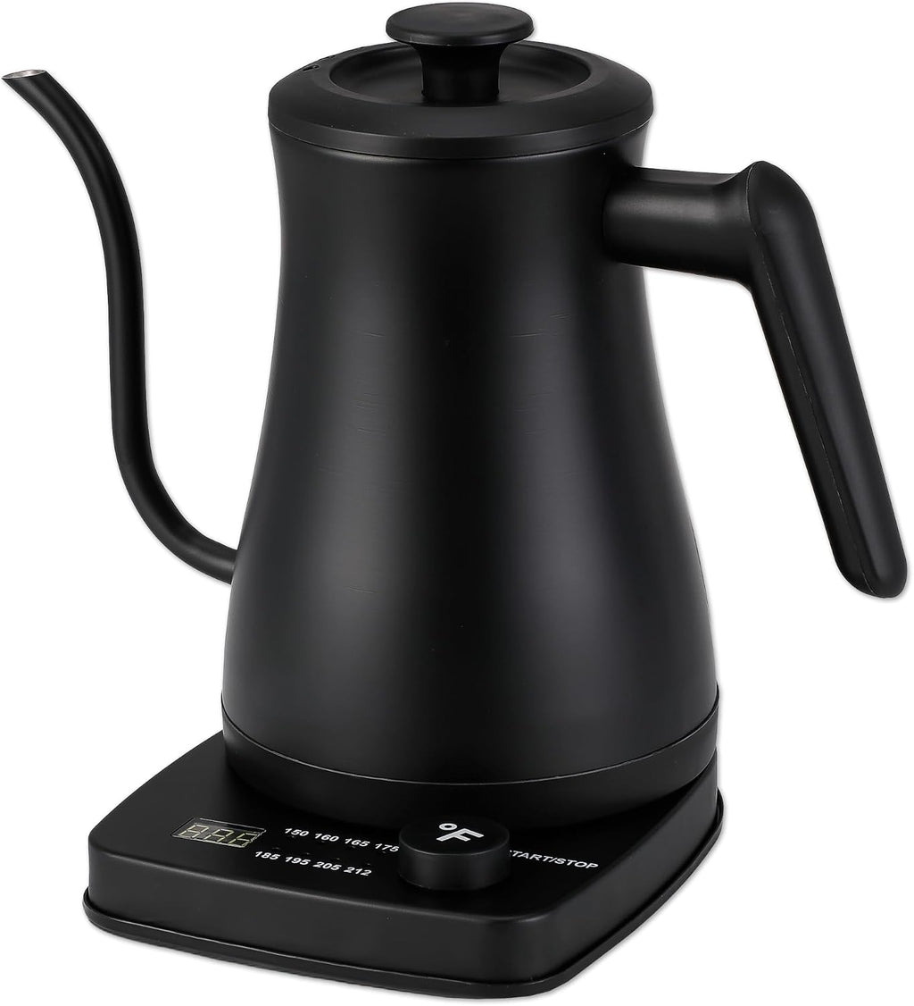 1.0L 1500W Gooseneck Electric Kettle - Stainless Steel Interior - Rapid-Boil - Auto Shut-Off, Boil-Dry Protection