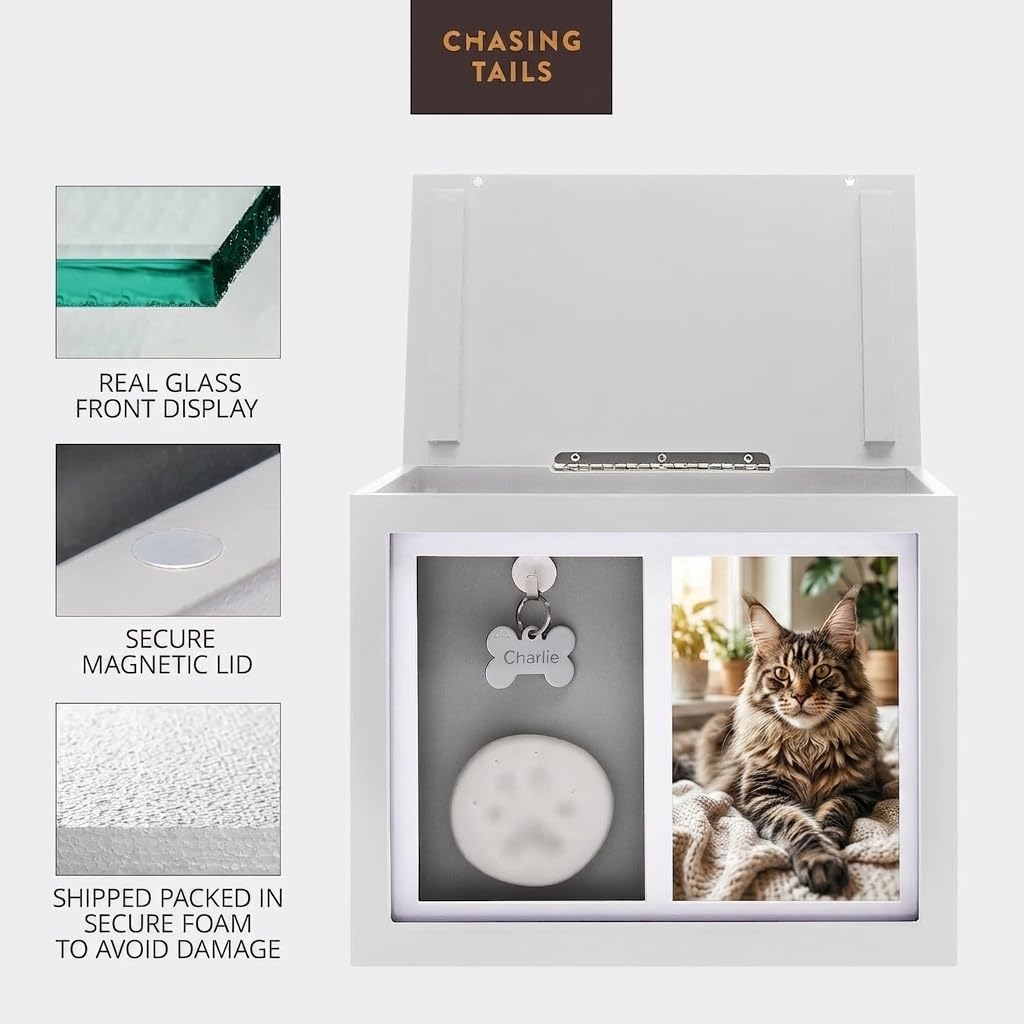 Cat Urn for Ashes | Pet Memorial Keepsake Photo Box