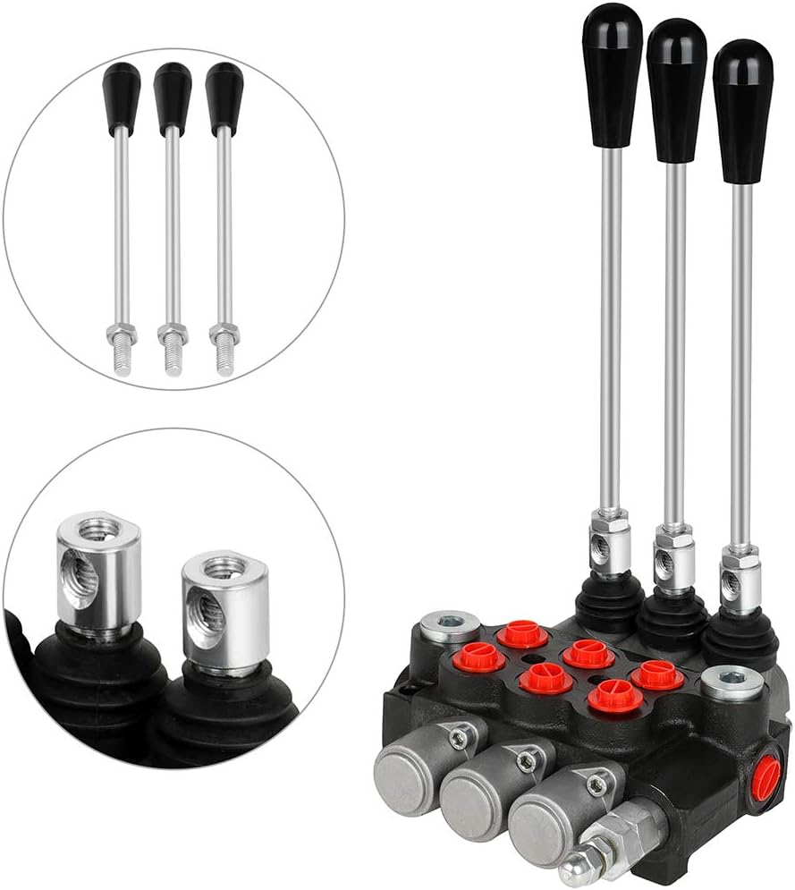 Hydraulic Flow Control Valve 3 Spool 11 GPM Adjustable Relief Valve