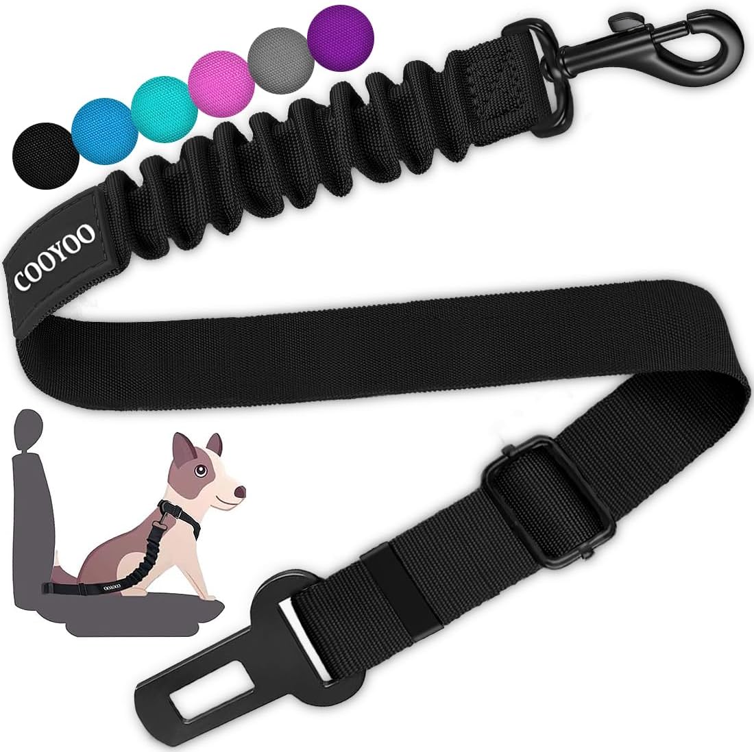 Dog Seat Belt, Durability Retractable Dog Car Harness Adjustable Dog Seat Belt for Vehicle Nylon Pet Safety Seat