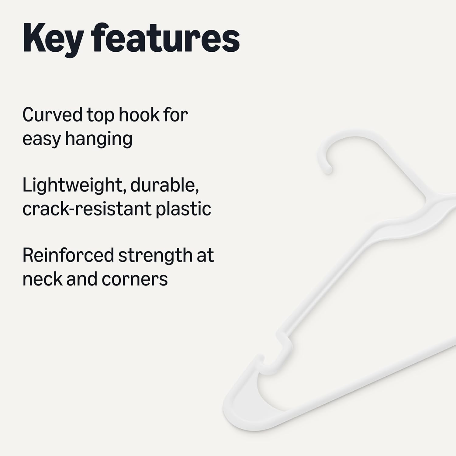 Space Saving Plastic Clothes Hangers, Sturdy Closet Organizer for Shirts and Jackets, Adult Size, White, 50-Pack