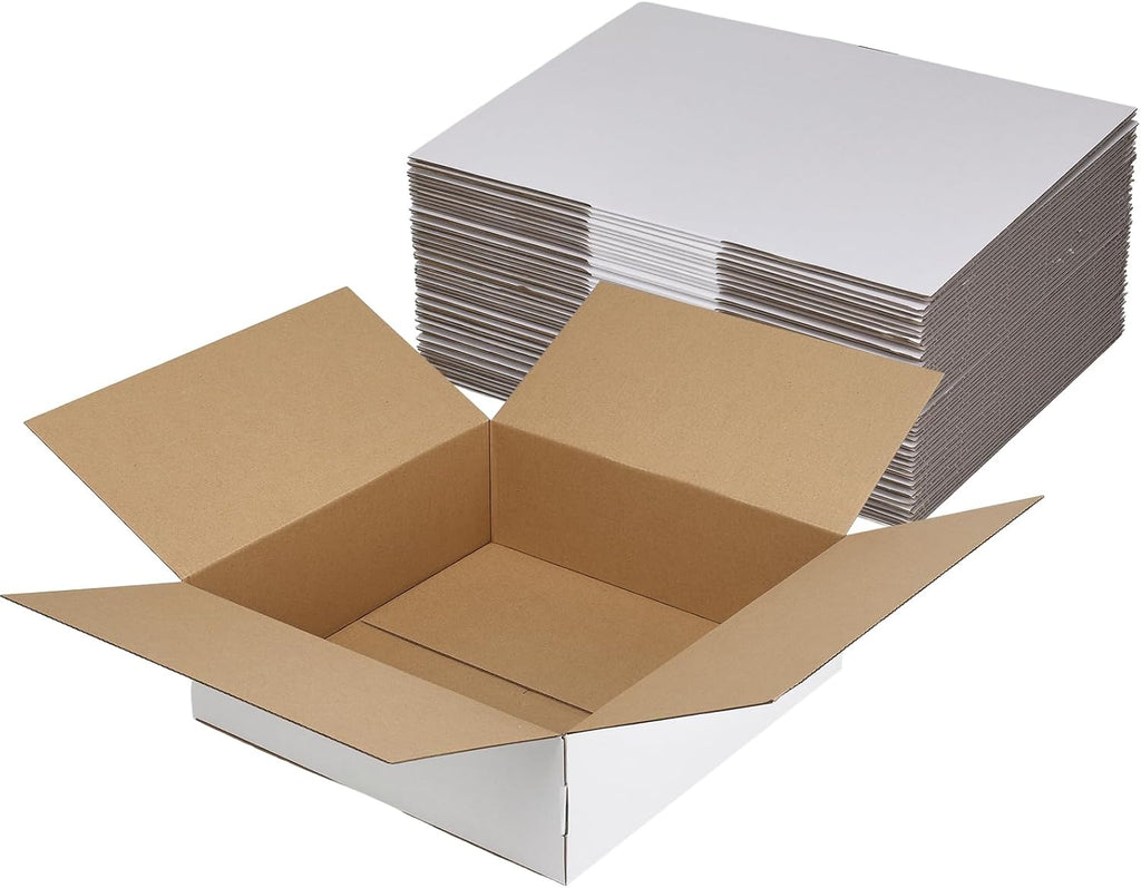 12x12x4 Large Thin White Shipping Boxes Set of 25