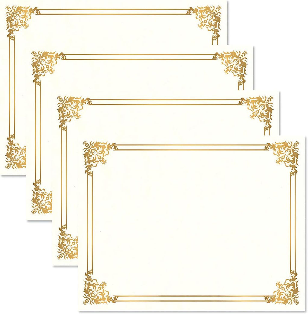 Empire Gold & White Parchment Certificate Papers - Pack of 25, NOT FOIL Laser & Inkjet Printer Compatible, for