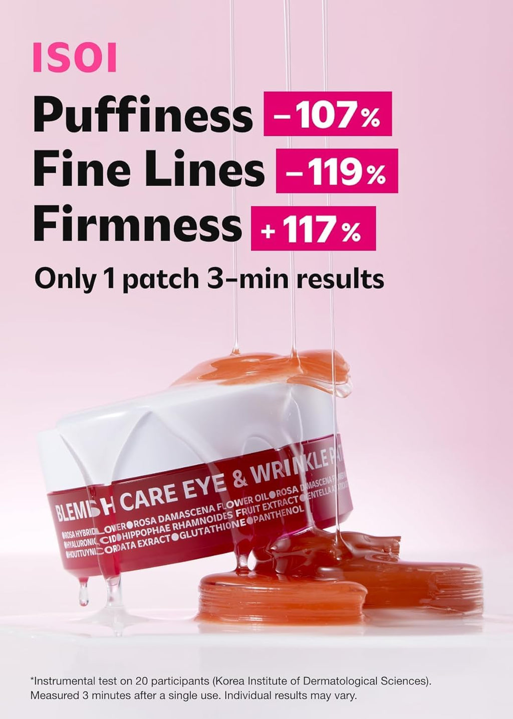 Blemish Care Eye Patches with Hyaluronic Acid, 90 Count | Dark Circles, Puffiness, Forehead & Smile Lines, Bulgarian