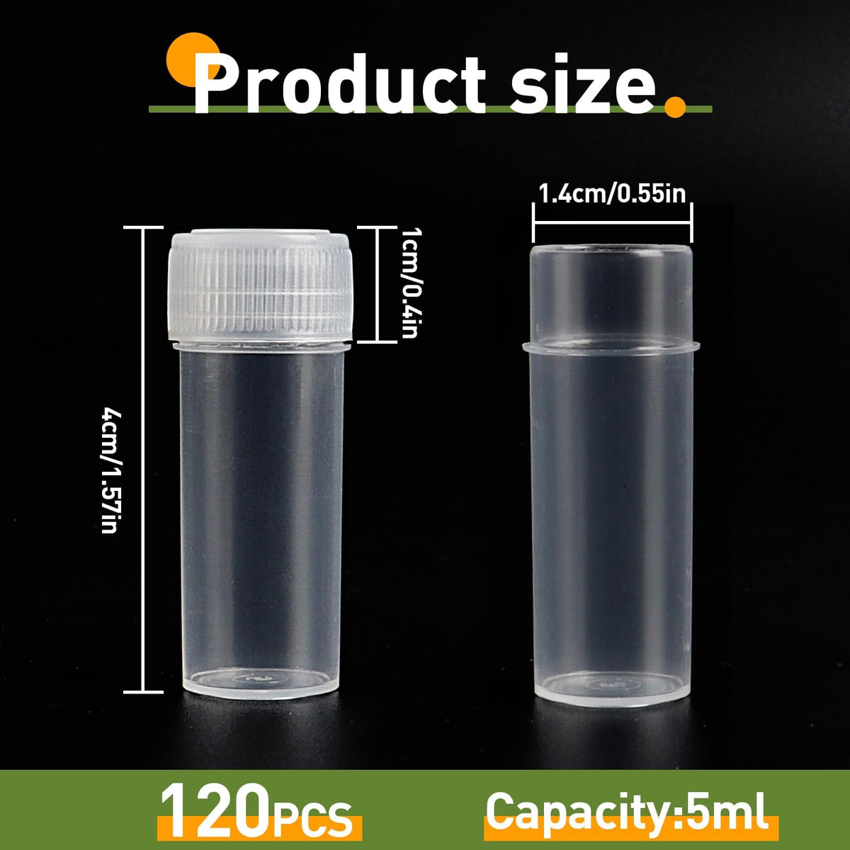 120 Pieces 5 ML Plastic Sample Bottles Vial Storage Mini Clear Storage Case with Lid Vial Storage Container Test Tube