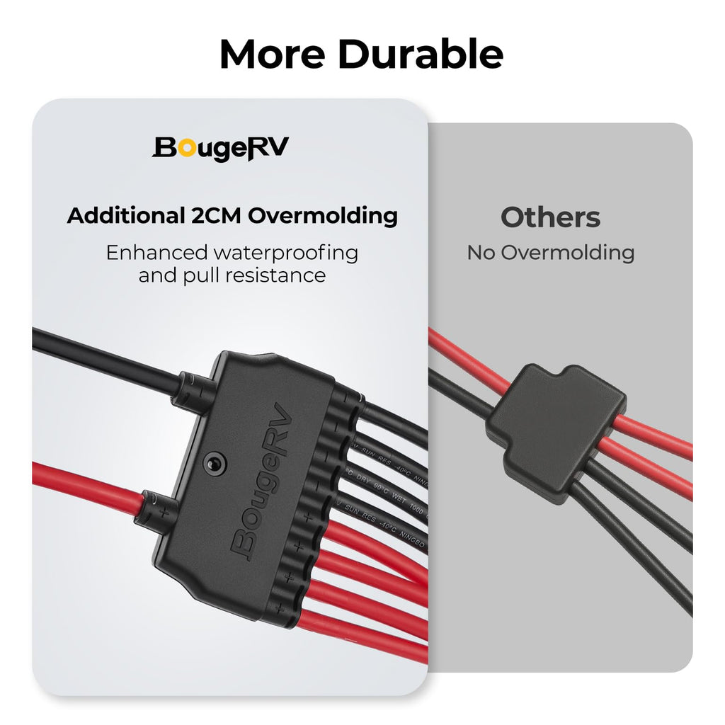 BougeRV Solar Parallel Connectors, 2 to 8 Y Branch 10AWG Extra Long Cable