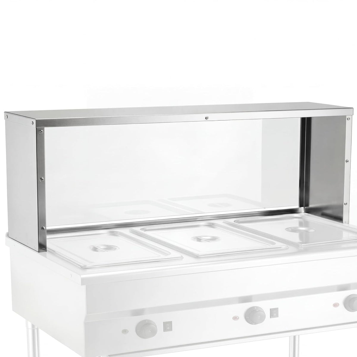 43" Wide Sneeze Guard for Restaurant, Steam Table Overshelf for Stainless Steel 3-Well Steam Table Overshelf