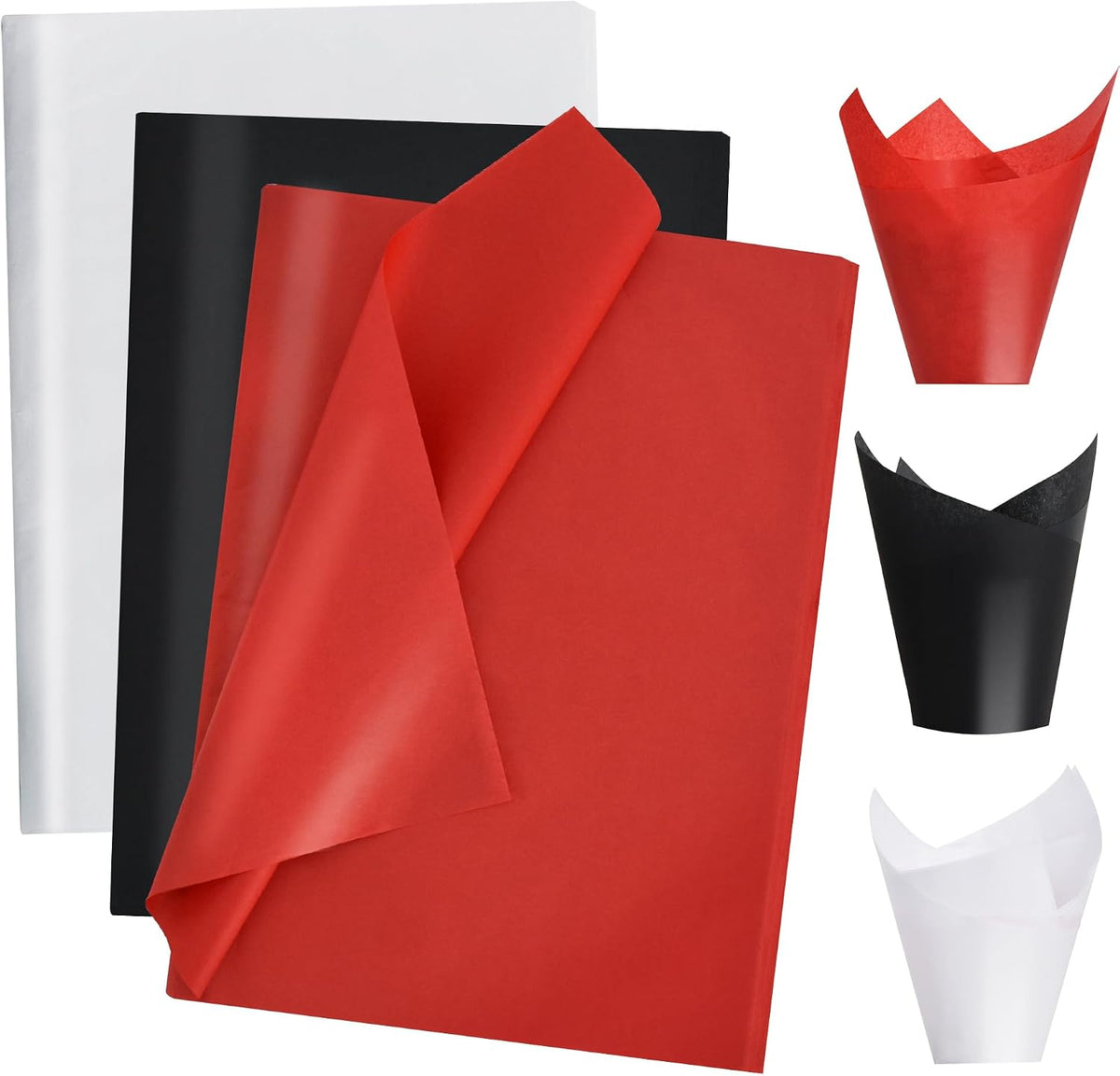 90 Sheets Red Black White Tissue Paper Bulk for Gift Wrapping Bags