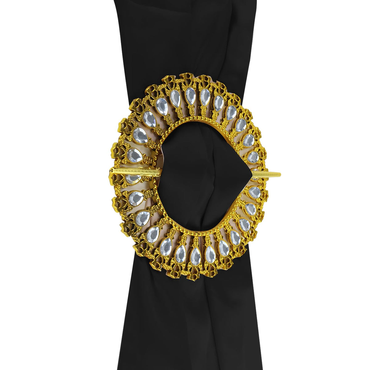 2 Pack Shiny Gold Curtain Tiebacks Round Holdbacks, 26 Crystals
