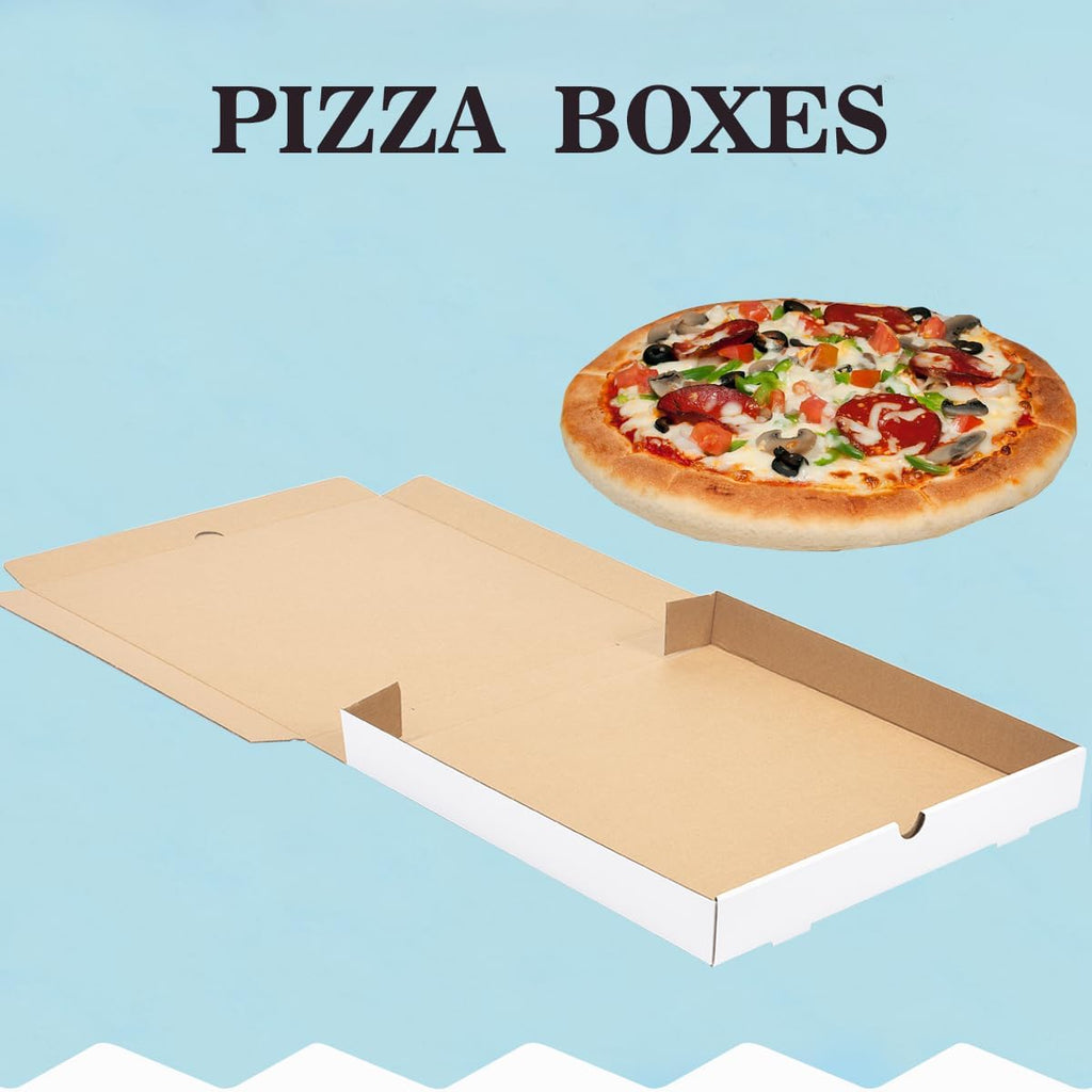 White Corrugated Cardboard Pizza Boxes 12x12x2 Inch 10 Pack