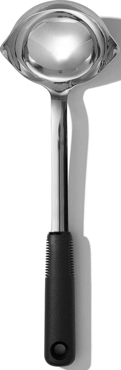 Good Grips Stainless Steel Soup Ladle with Pour Spout | Comfortable Non-Slip Handle, Drip-Free Pour Spout, Dishwasher