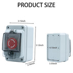 Industrial Emergency Stop Button, Electrical Shut Off Switch with Box, IP67 Waterproof for Construction, Factories or Outdoor Use, 660V 10A