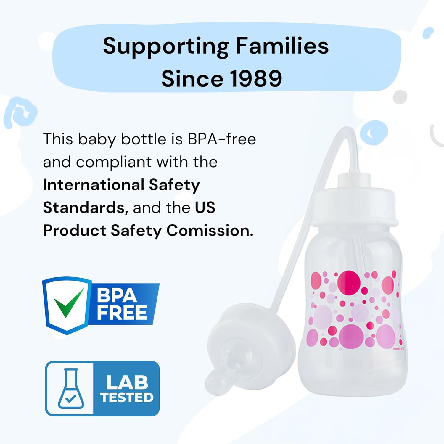 Anti-Colic Nursing System 4 oz Baby Bottle with Fast Flow Nipple/Teat 3m+ with Tube Straw Feeding System for Toddler
