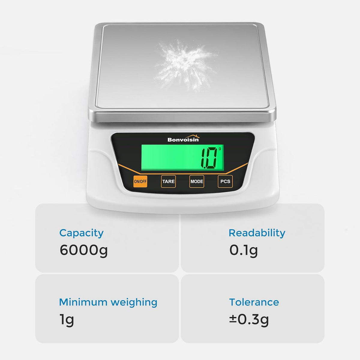 Digital Gram Scale 6000g x 0.1g Lab Scale with 6 Units