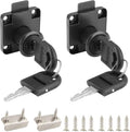2 Pack Drawer Lock with Keys, Black Cylinder Cam Lock | Office Mailbox Lock, 17mm-22mm Fixing