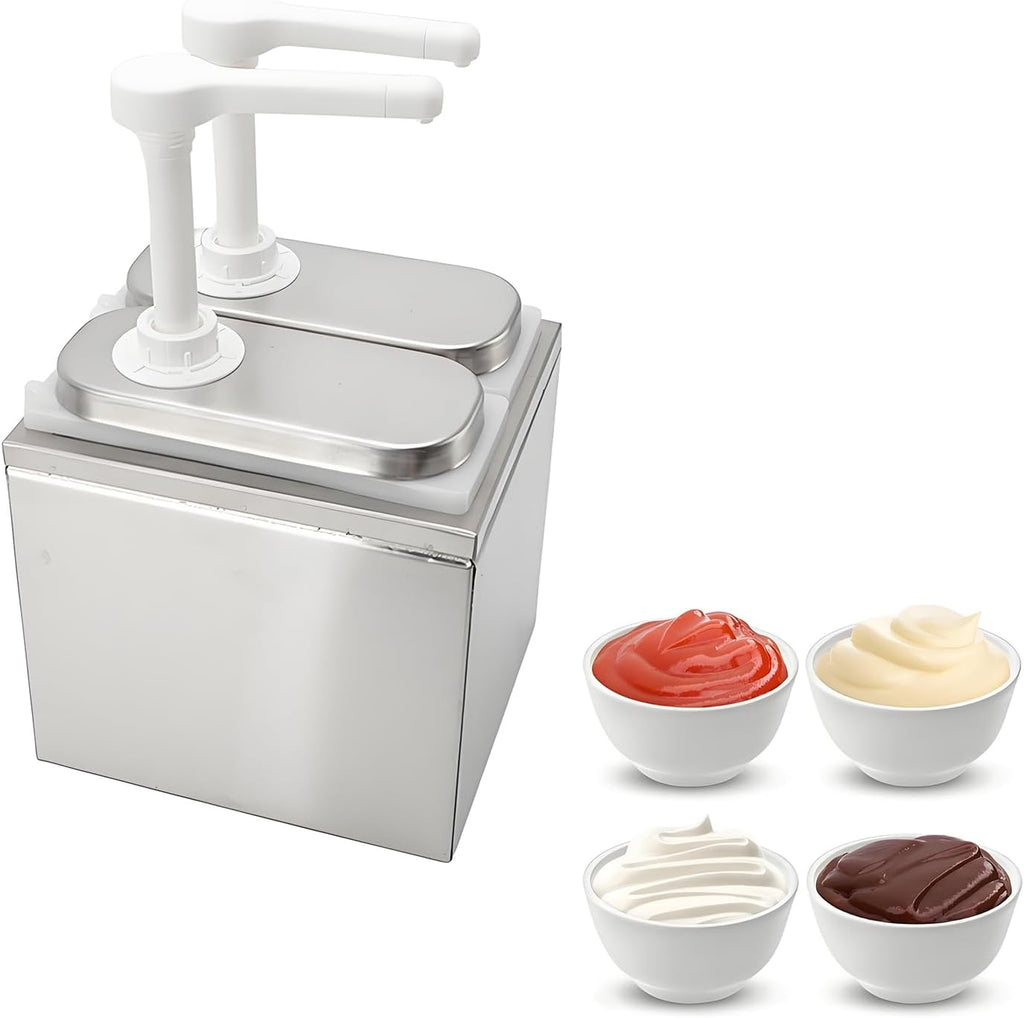 4L/1.06Gal Stainless Steel Double Sauce Dispenser Pump