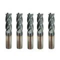 Carbide Square End Mill, HRC 45 Deg Single End 4 Flute AlTiN Coating Mill Bits (5, 3/4 in)
