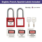 Electrical Lockout Tagout Kit, 3 Keyed Different Safety Padlocks