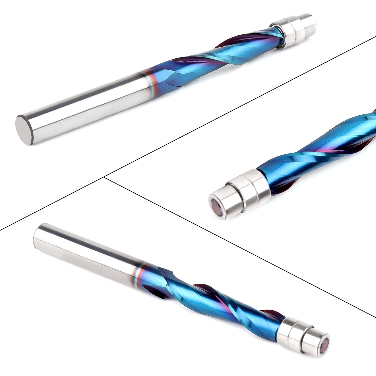 Upcut Spiral Flush Trim Router Bit, 1/4 Inch Shank Solid Carbide Flush Trim Router Bits Spiral with Nano Coated by