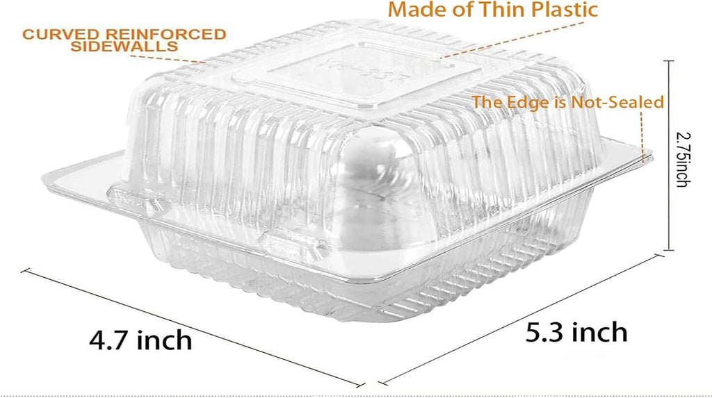 50 Count Clear Plastic Hinged Take Out Containers Clamshell Takeout Tray