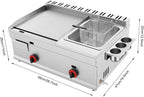 Propane Deep Fryer & Flat Top Grill Griddle, Commercial 2 Burner Fryer