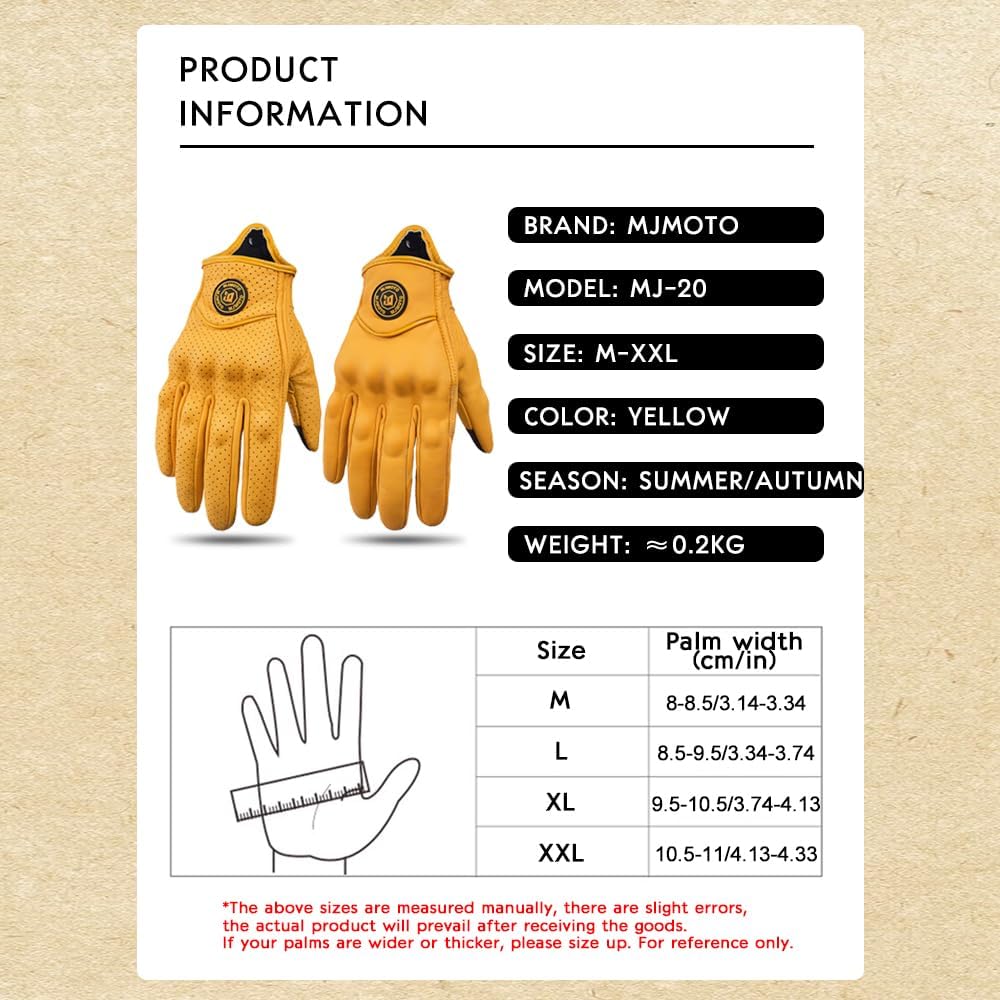 Classic Goat Leather Motorcycle Gloves, Touchscreen Breathable Summer Riding Gear for Men and Women