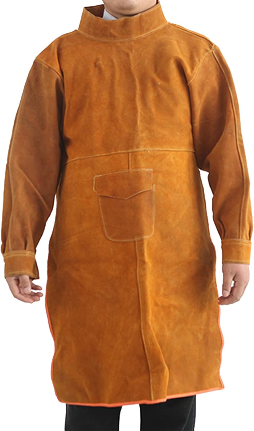 Split Cowhide Leather Welding Jacket, Heat & Flame Resistant Heavy Work Welding Protection Coat, Welding Apron for