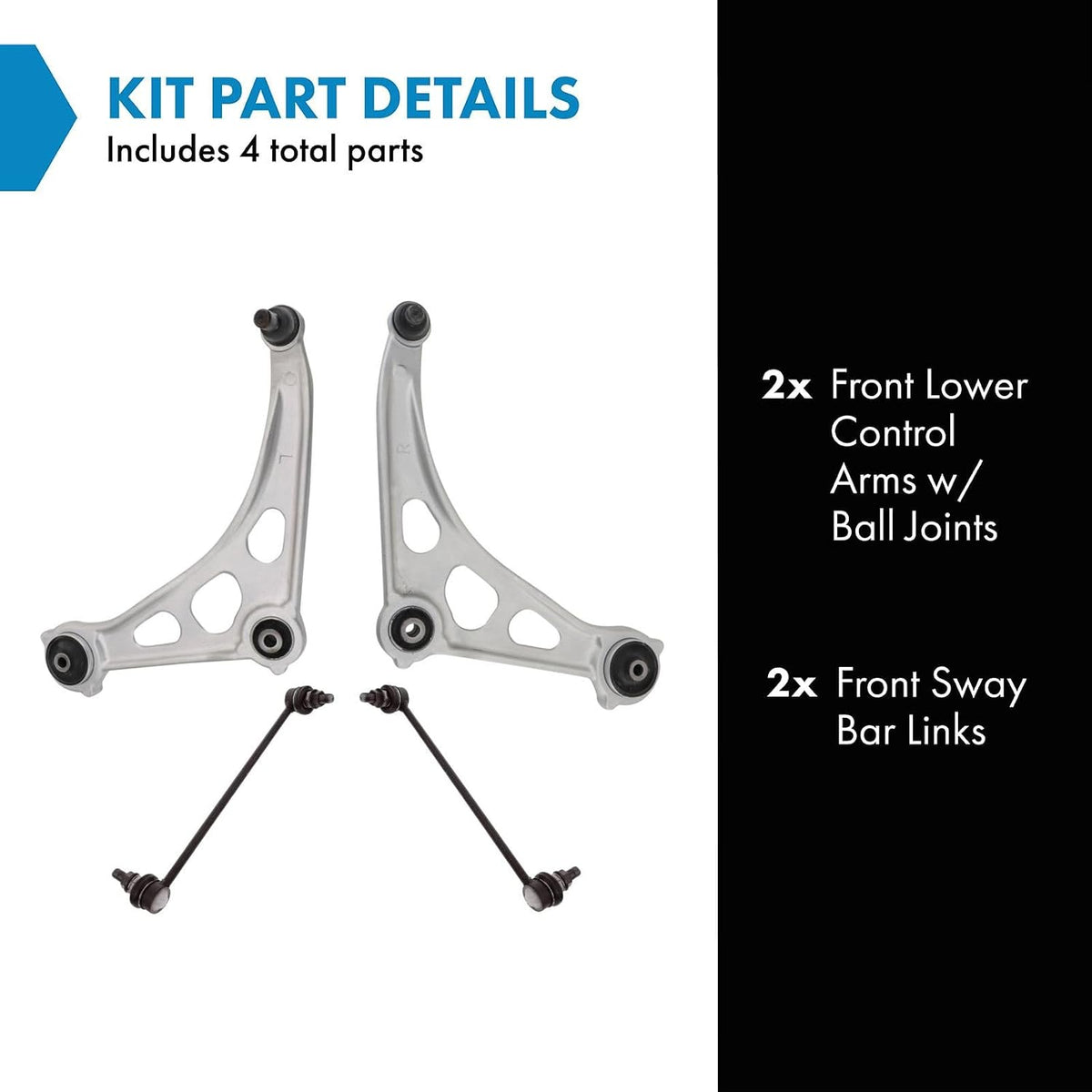 TRQ Front Suspension Kit Control Arm with Ball Joint Sway Bar Stabilizer
