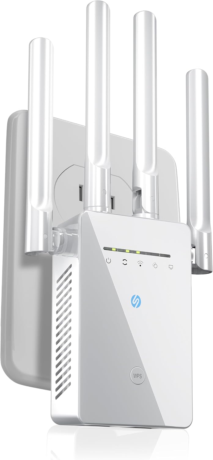 WiFi Extender Signal Booster with Ethernet Port, Wide Coverage WiFi Repeater for Home
