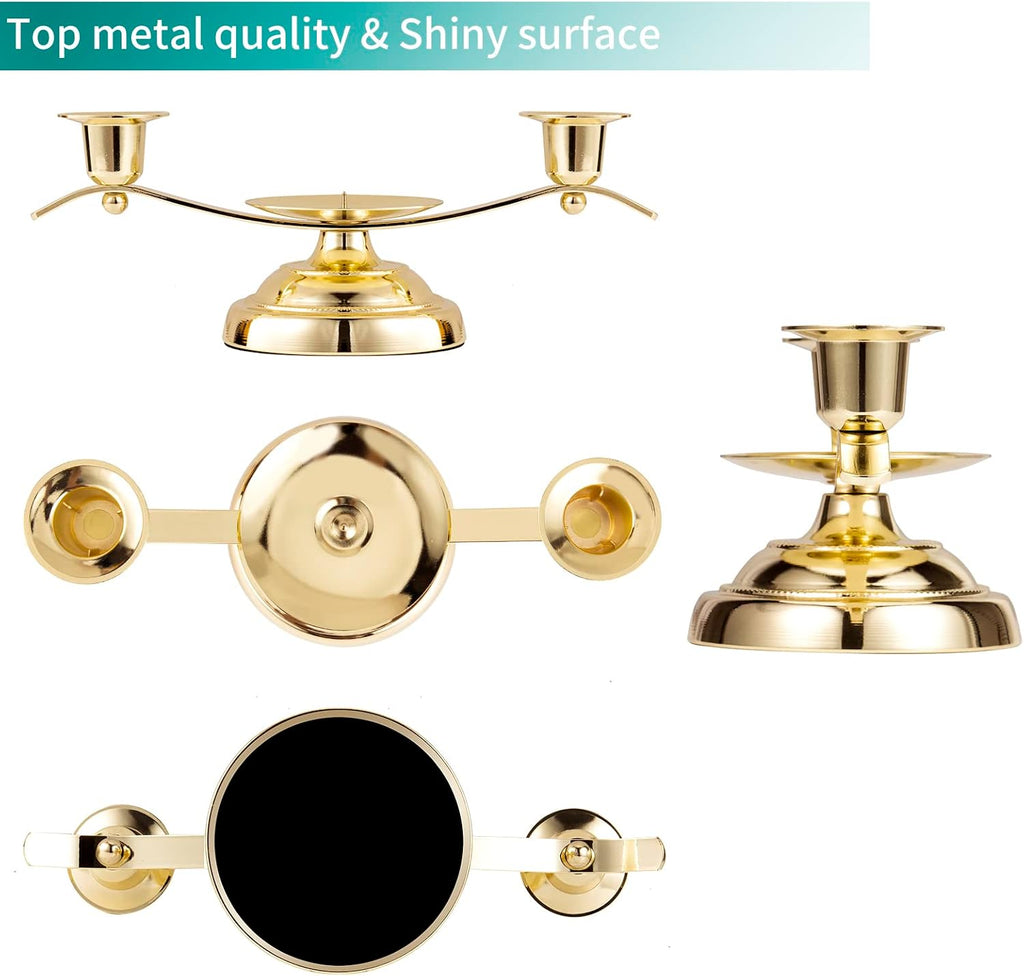 Gold Unity Candle Holder for Wedding and Gifts, ARCHOBAN 3-Candle Design Candle Holder with Stabilizing Pin and Side
