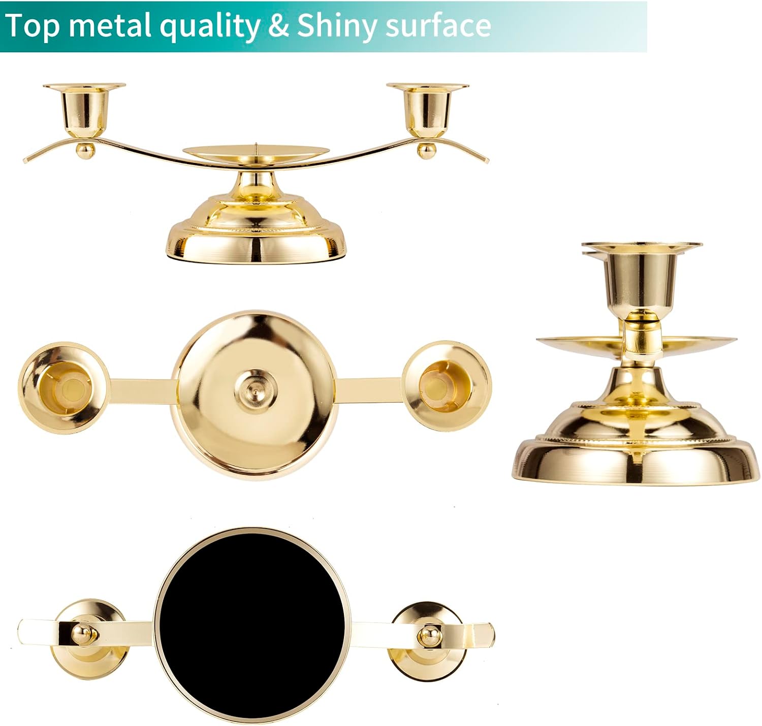 Gold Unity Candle Holder for Wedding and Gifts, ARCHOBAN 3-Candle Design Candle Holder with Stabilizing Pin and Side