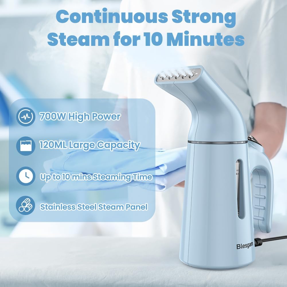 Steamer for Clothes 700W, Fast Heat-up in 40S Clothes Steamer | 120ML Water Tank, 25g/min Strong Penetrating Steam