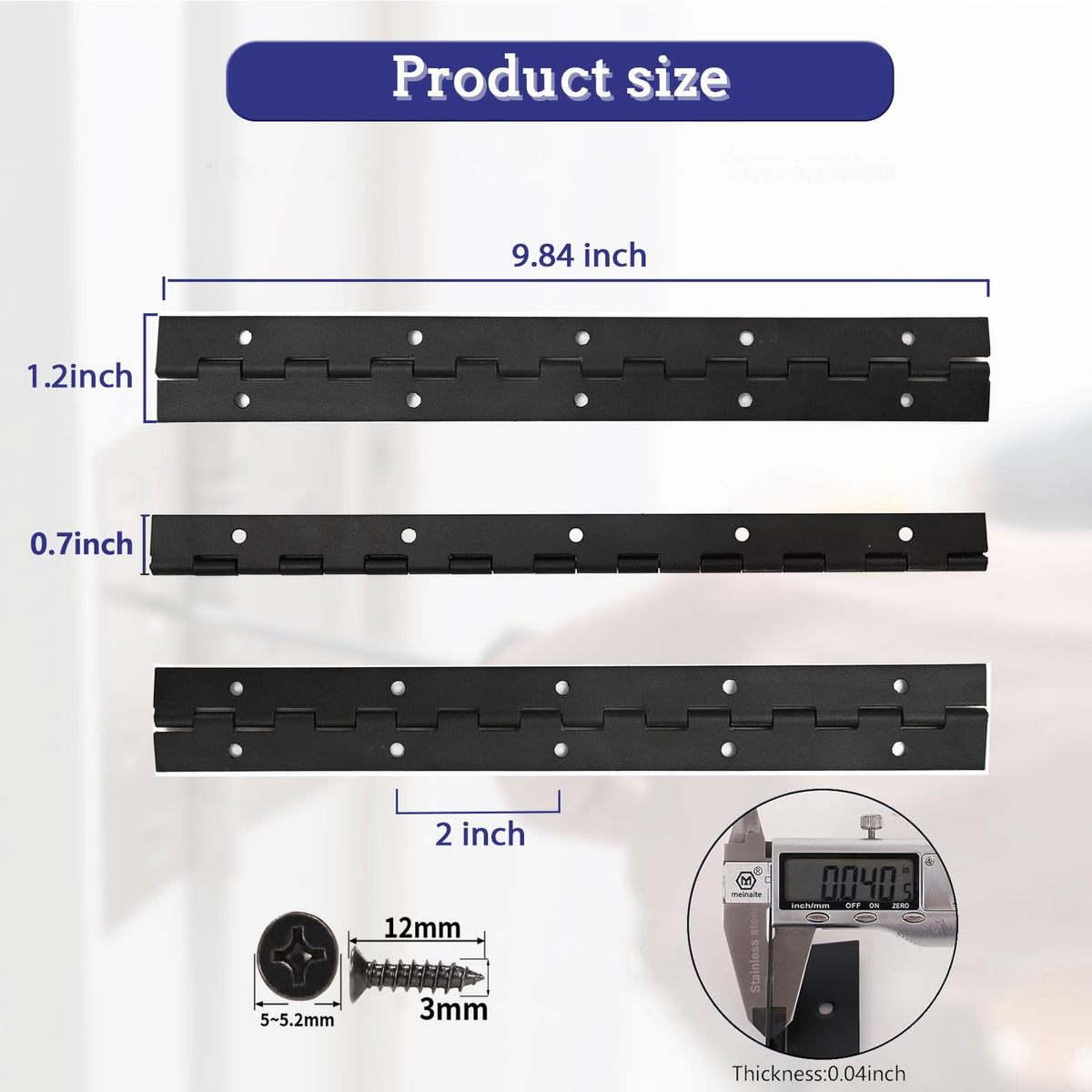 4Pcs 10inch Black Continuous&Piano Hinges