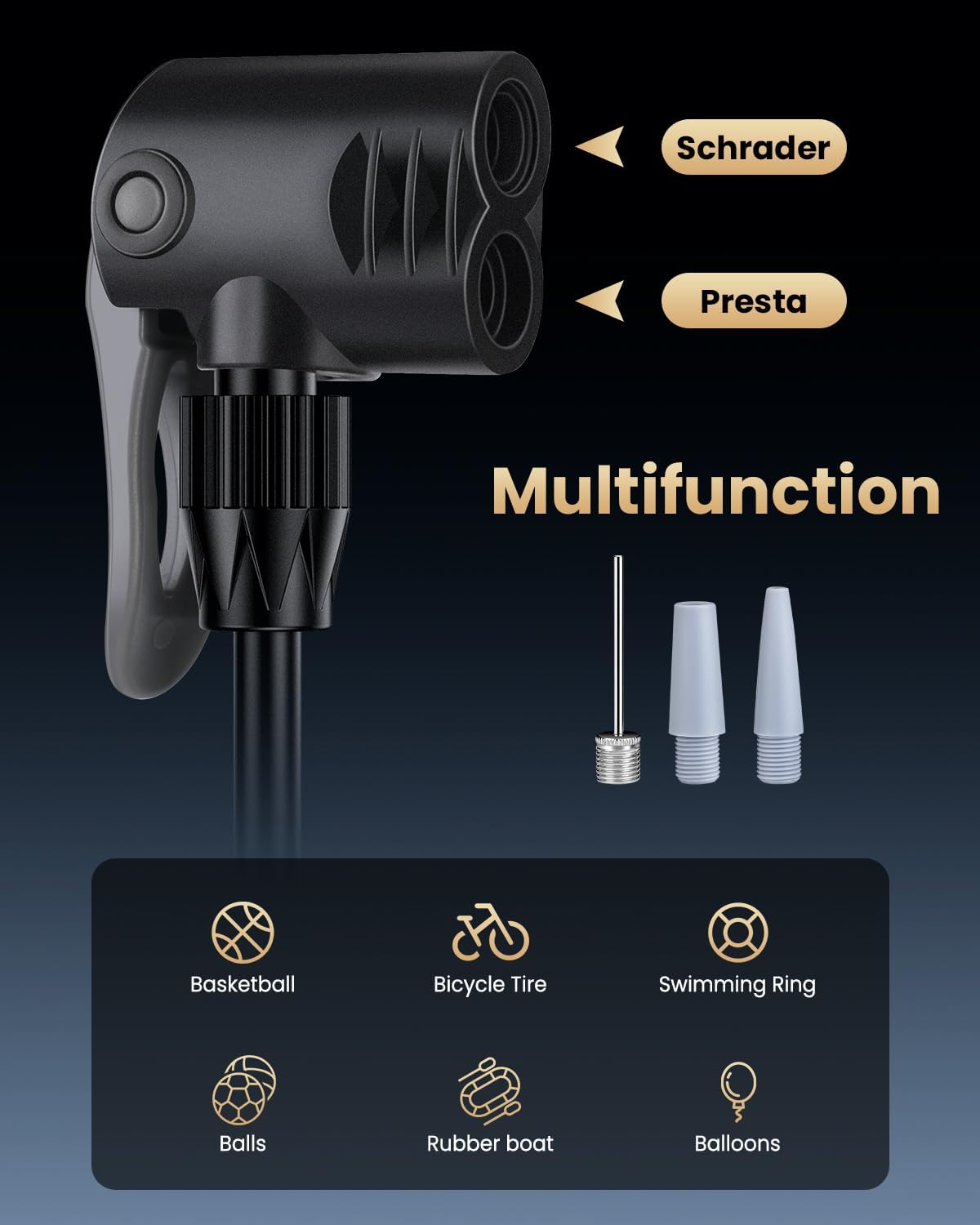 160PSI Bike Pump with Gauge, High Pressure Bicycle Pump