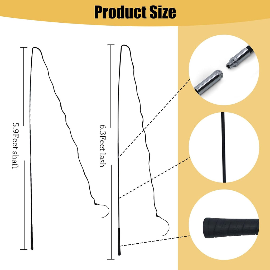 Horse Lunge Whip for Training,5.9 Feet Long Stick with 6.3 Feet Drop, Detachable in 2 Sections – Equestrian Riding &