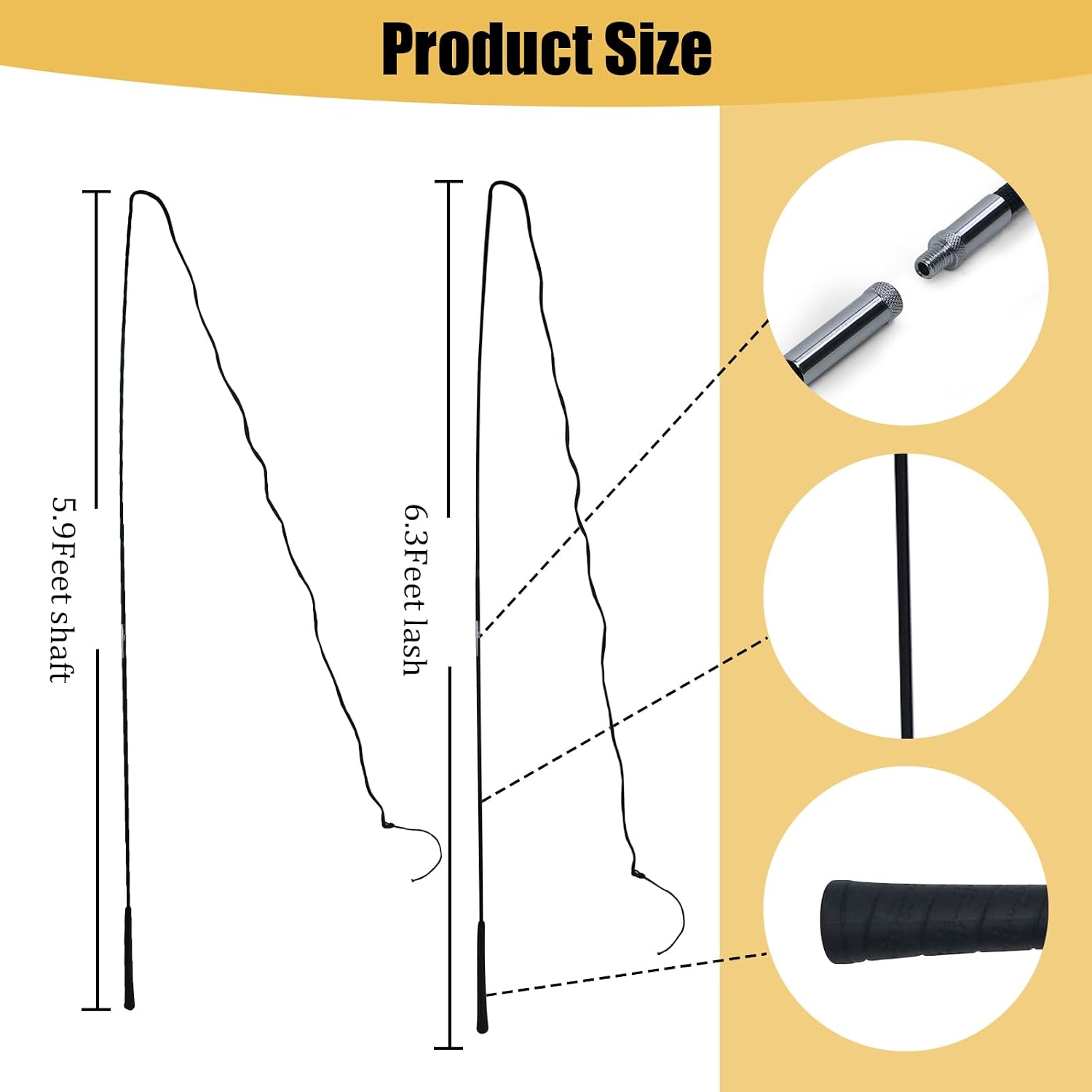 Horse Lunge Whip for Training,5.9 Feet Long Stick with 6.3 Feet Drop, Detachable in 2 Sections – Equestrian Riding &