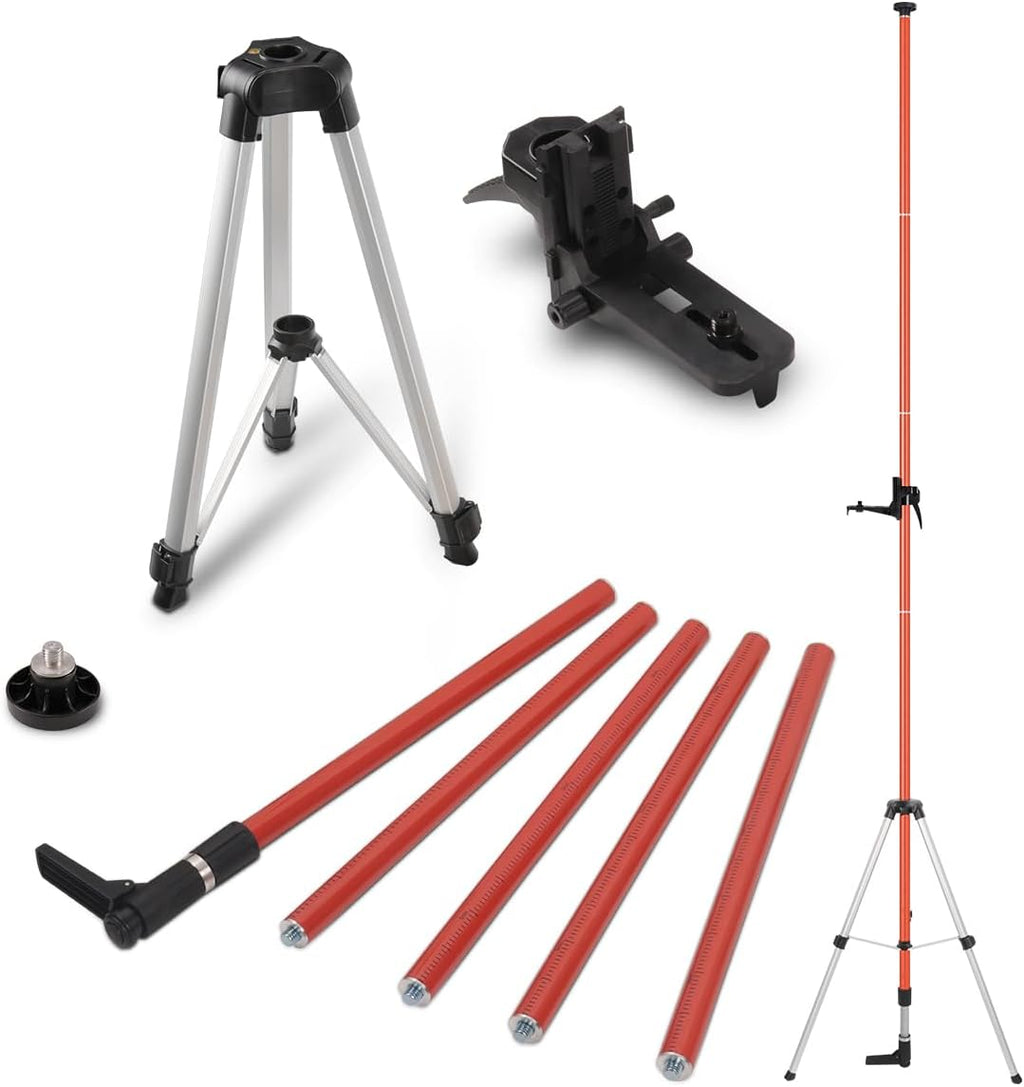 Laser Level Pole with Tripod, Telescoping Tripod | 12 Ft./3.7M with 1/4-Inch by 20-Inch Lasers' Mount for Rotary and