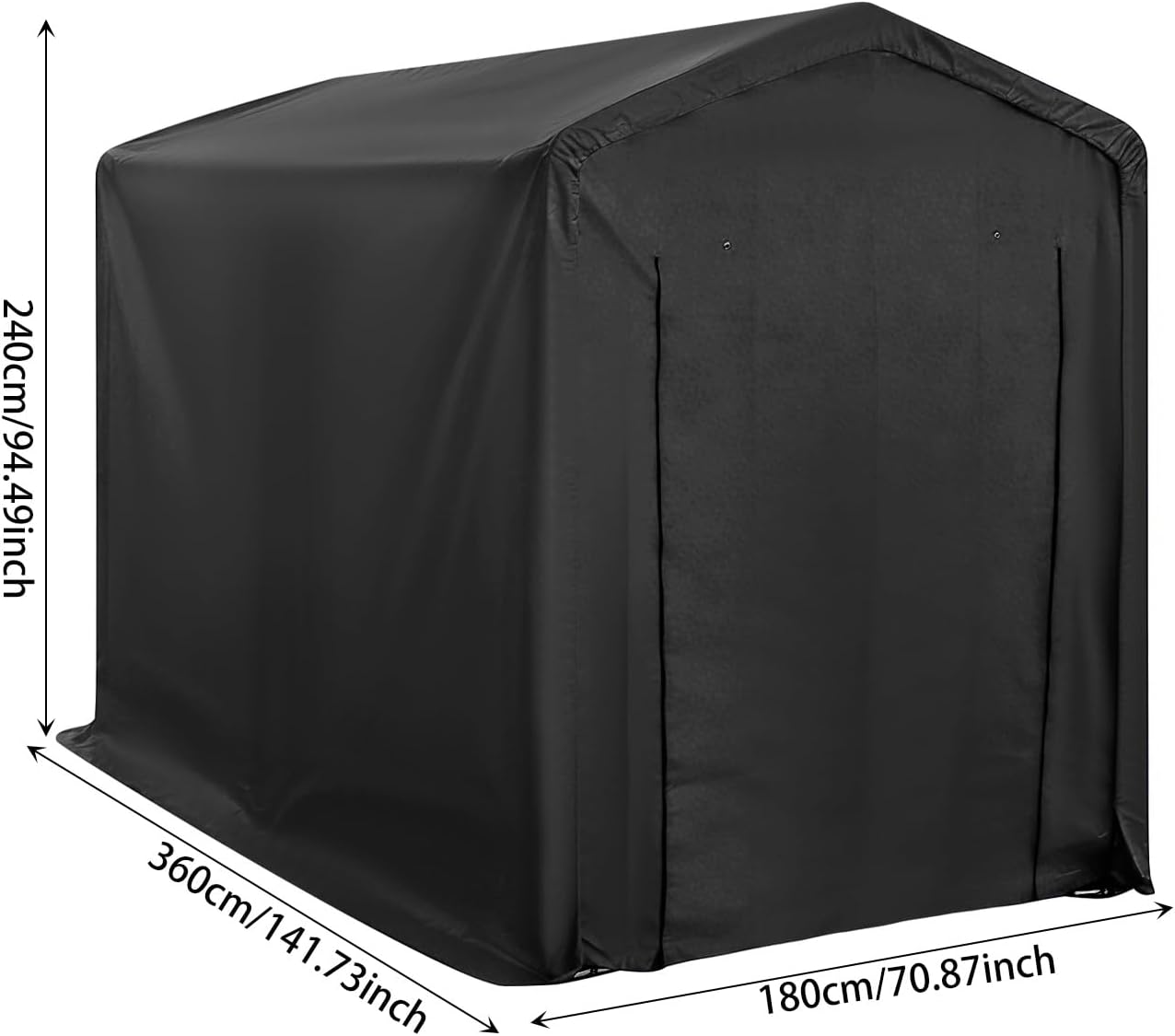 Carport Shelter, Bike Storage Shed Tent with Door Curtain, 6x12x8 ft Waterproof Car Canopy, Heavy-Duty Vehicle