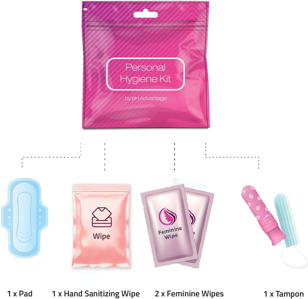 Bulk Period Kits (Assorted Colors) – Prefilled Menstrual Hygiene Kits with Tampon, Pad & Feminine Wipes |